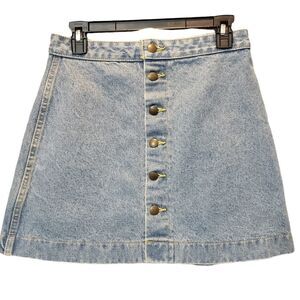 Vintage Style Button Front Light Wash Denim Skirt Size Medium